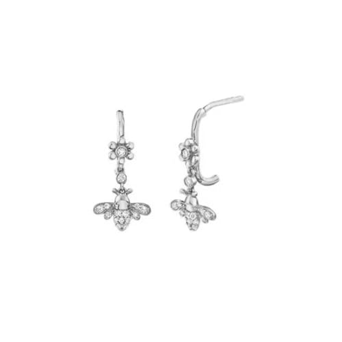 Ohrringe Ohrstecker Damen Schmuck Earrings Mode Bling Funkelnde Mädchen Süße Honigbiene Mit Blumenanhänger Baumelnder Ohrstecker Für Frauen Party Pendientes W0312-S von OAKITA