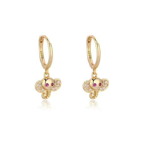 Ohrringe Ohrstecker Damen Schmuck Earrings Piercing-Ohrring Mit Kleinem Tier-Elefant-Anhänger, Rosa, Für Damen, Pendientes, Geschenke, W0179-Y von OAKITA