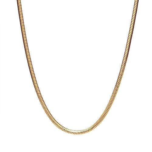 OAKKY 1.5mm breit Vergoldet Kette Halskette Edelstahl Schlange Kette Choker Halsketten für Frauen Männer Stapeln, Länge 16'' von OAKKY