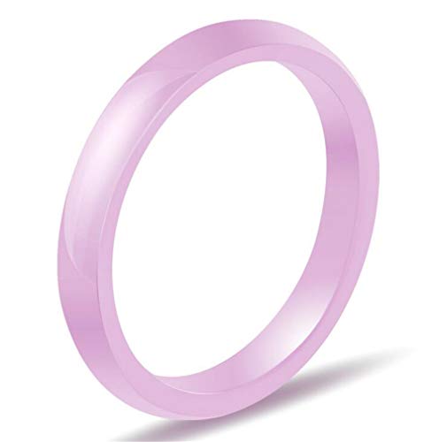 OAKKY Damen 3MM Breite Engagement Hochzeit Band Ringe Keramik Rosa Größe 62 (19.7) von OAKKY