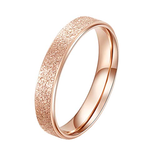 OAKKY Damen 4MM Schrubben Hochzeit Band Ringe Edelstahl Rose Gold Größe 50 (15.9) von OAKKY