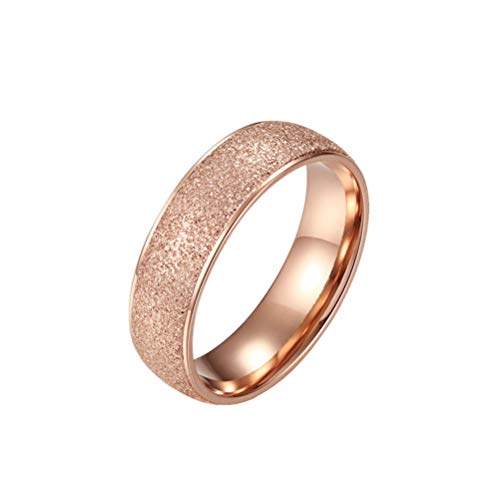 OAKKY Damen 6MM Schrubben Hochzeit Band Ringe Edelstahl Rose Gold Größe 54 (17.2) von OAKKY