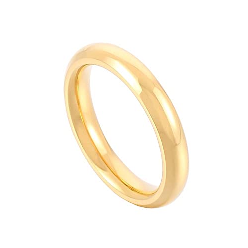 OAKKY Damen Edelstahl 4mm Kuppel Ring Stapelbar Plain Hochzeit Aussage Ring Gold Größe 57 (18.1) von OAKKY