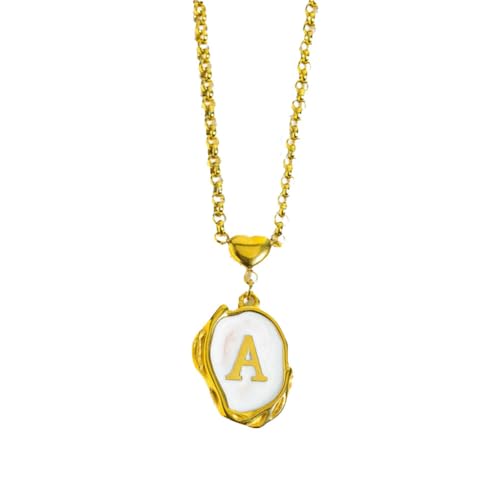 OAKKY Damen Edelstahl A-Z Initial Halskette Alphabet 26 Buchstaben Name Monogram Anhänger Personalisierter Eleganter Vintage Schmuck Gold A von OAKKY