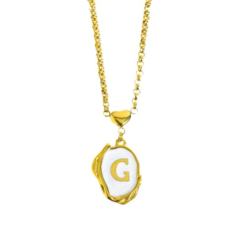 OAKKY Damen Edelstahl A-Z Initial Halskette Alphabet 26 Buchstaben Name Monogram Anhänger Personalisierter Eleganter Vintage Schmuck Gold G von OAKKY