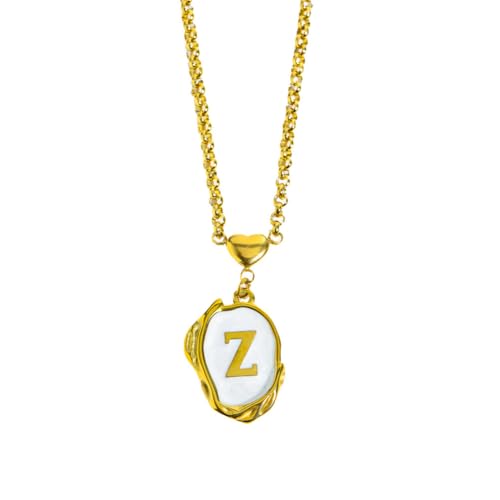 OAKKY Damen Edelstahl A-Z Initial Halskette Alphabet 26 Buchstaben Name Monogram Anhänger Personalisierter Eleganter Vintage Schmuck Gold Z von OAKKY