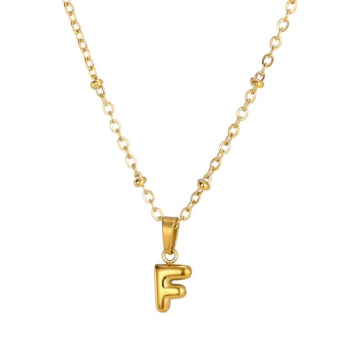 OAKKY Damen Edelstahl Initiale Brief Halsketten zierlich vergoldet Alphabet Charm Halskette F von OAKKY