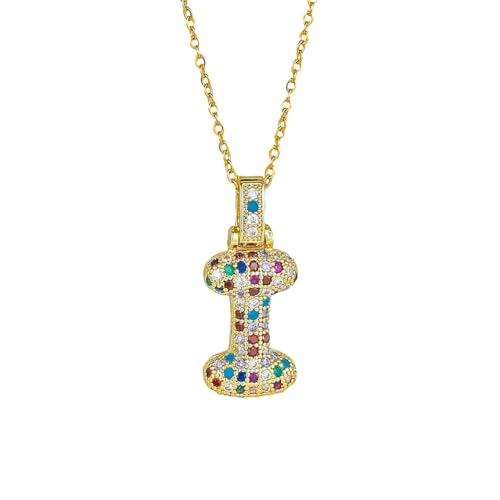 OAKKY Damen Edelstahl Klassisch Bunt Zirkonia A-Z Alphabet Halskette Monogramm Anhänger Jubiläum Hochzeits Schmuck Buchstabe I von OAKKY