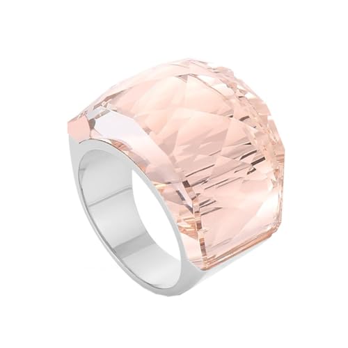 OAKKY Damen Edelstahl Kristallglas Edelstein Zirkon Chunky Cocktail Ring Funkeln Hochzeit Finger Schmuck Silber Orange Stein Größe 62 (19.7) von OAKKY