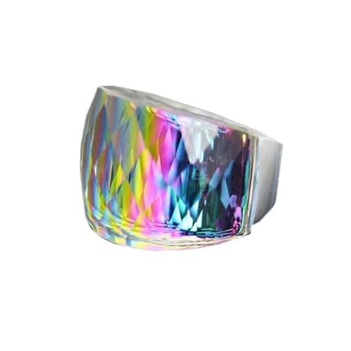 OAKKY Damen Edelstahl Kristallglas Edelstein Zirkon Chunky Cocktail Ring Funkeln Hochzeit Finger Schmuck Silber Regenbogen Stein Größe 62 (19.7) von OAKKY
