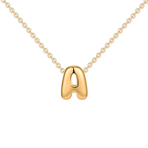 OAKKY Damen Edelstahl Zart Blasen Initialen A-Z Alphabet Halskette Einfach Klassisch Schlüsselbein Kette Anhänger Geburtstag Schmuck Geschenk Gold Buchstabe A von OAKKY