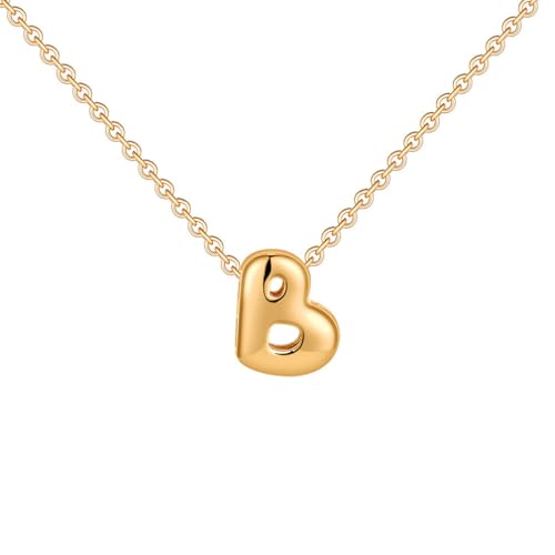 OAKKY Damen Edelstahl Zart Blasen Initialen A-Z Alphabet Halskette Einfach Klassisch Schlüsselbein Kette Anhänger Geburtstag Schmuck Geschenk Gold Buchstabe B von OAKKY