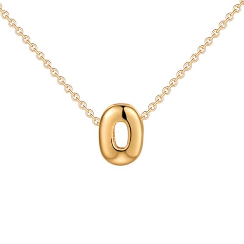 OAKKY Damen Edelstahl Zart Blasen Initialen A-Z Alphabet Halskette Einfach Klassisch Schlüsselbein Kette Anhänger Geburtstag Schmuck Geschenk Gold Buchstabe O von OAKKY