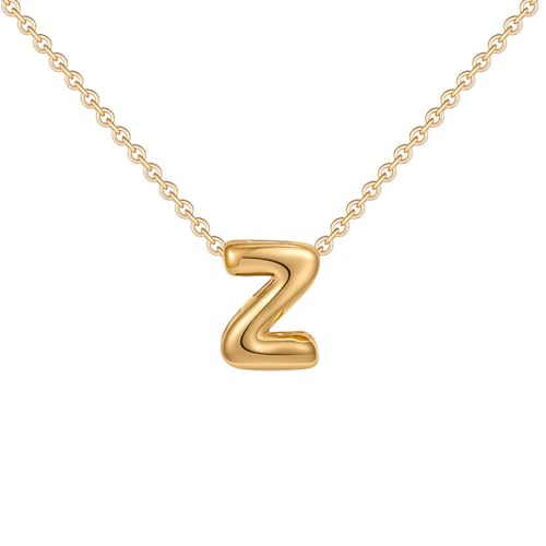 OAKKY Damen Edelstahl Zart Blasen Initialen A-Z Alphabet Halskette Einfach Klassisch Schlüsselbein Kette Anhänger Geburtstag Schmuck Geschenk Gold Buchstabe Z von OAKKY