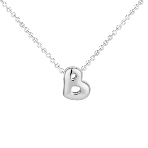 OAKKY Damen Edelstahl Zart Blasen Initialen A-Z Alphabet Halskette Einfach Klassisch Schlüsselbein Kette Anhänger Geburtstag Schmuck Geschenk Silber Buchstabe B von OAKKY