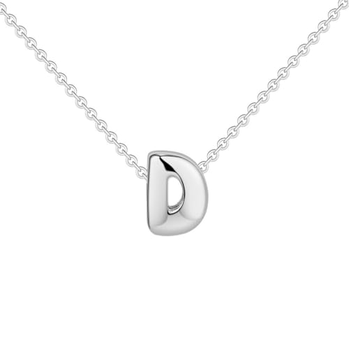 OAKKY Damen Edelstahl Zart Blasen Initialen A-Z Alphabet Halskette Einfach Klassisch Schlüsselbein Kette Anhänger Geburtstag Schmuck Geschenk Silber Buchstabe D von OAKKY