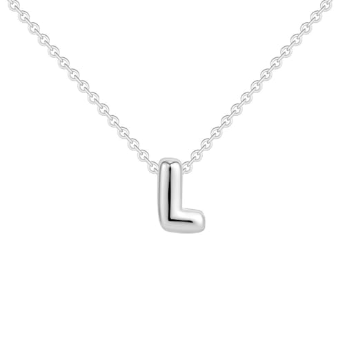 OAKKY Damen Edelstahl Zart Blasen Initialen A-Z Alphabet Halskette Einfach Klassisch Schlüsselbein Kette Anhänger Geburtstag Schmuck Geschenk Silber Buchstabe L von OAKKY