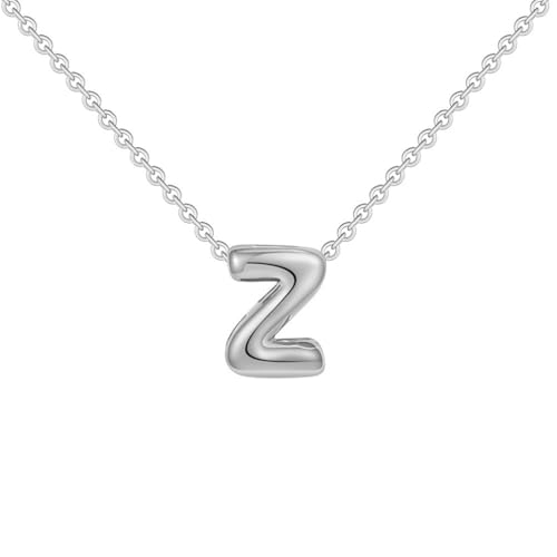 OAKKY Damen Edelstahl Zart Blasen Initialen A-Z Alphabet Halskette Einfach Klassisch Schlüsselbein Kette Anhänger Geburtstag Schmuck Geschenk Silber Buchstabe Z von OAKKY