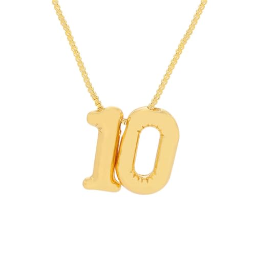OAKKY Damen Edelstahl Zart Blasen Nummer 0-10 Halskette Einfach Klassisch Schlüsselbein Kette Anhänger Geburtstag Schmuck Geschenk Schmuck Nummer 10 von OAKKY