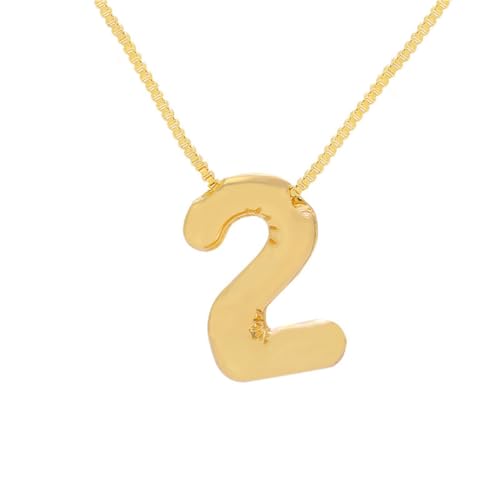 OAKKY Damen Edelstahl Zart Blasen Nummer 0-10 Halskette Einfach Klassisch Schlüsselbein Kette Anhänger Geburtstag Schmuck Geschenk Schmuck Nummer 2 von OAKKY