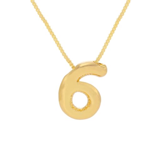 OAKKY Damen Edelstahl Zart Blasen Nummer 0-10 Halskette Einfach Klassisch Schlüsselbein Kette Anhänger Geburtstag Schmuck Geschenk Schmuck Nummer 6 von OAKKY