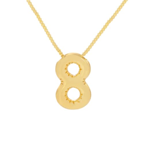 OAKKY Damen Edelstahl Zart Blasen Nummer 0-10 Halskette Einfach Klassisch Schlüsselbein Kette Anhänger Geburtstag Schmuck Geschenk Schmuck Nummer 8 von OAKKY