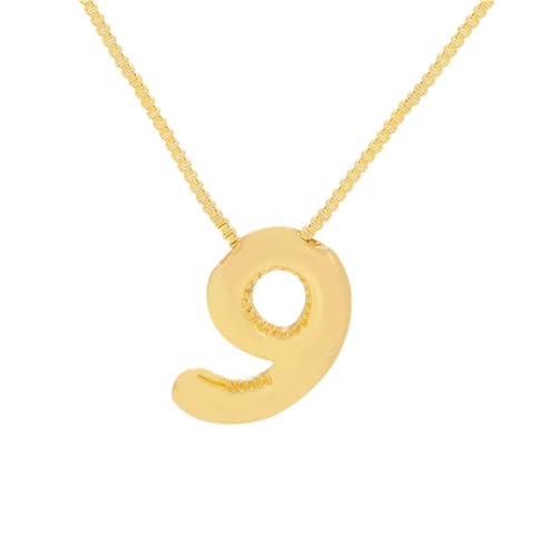 OAKKY Damen Edelstahl Zart Blasen Nummer 0-10 Halskette Einfach Klassisch Schlüsselbein Kette Anhänger Geburtstag Schmuck Geschenk Schmuck Nummer 9 von OAKKY