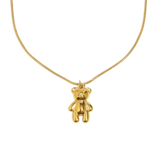 OAKKY Damen Edelstahl Zart Gold Bär Tropfen Anhänger Tier Halskette Einfach Charm Schmuck Geschenk von OAKKY