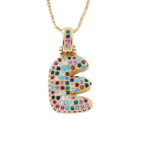 OAKKY Damen Edelstahl Zartes Bunt Zirkonia A-Z Alphabet Halskette Monogramm Anhänger Jubiläum Hochzeits Schmuck Gold Buchstabe E von OAKKY