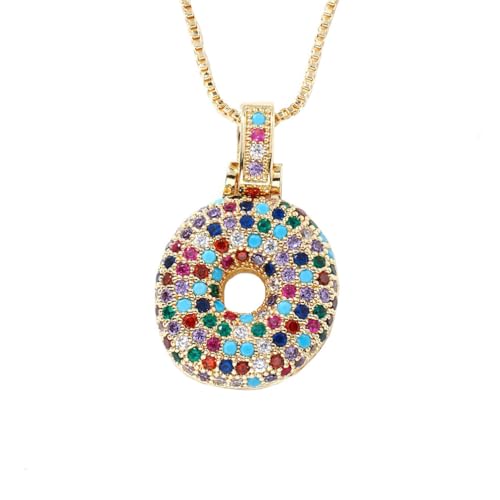 OAKKY Damen Edelstahl Zartes Bunt Zirkonia A-Z Alphabet Halskette Monogramm Anhänger Jubiläum Hochzeits Schmuck Gold Buchstabe O von OAKKY