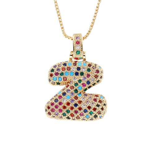 OAKKY Damen Edelstahl Zartes Bunt Zirkonia A-Z Alphabet Halskette Monogramm Anhänger Jubiläum Hochzeits Schmuck Gold Buchstabe Z von OAKKY