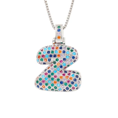 OAKKY Damen Edelstahl Zartes Bunt Zirkonia A-Z Alphabet Halskette Monogramm Anhänger Jubiläum Hochzeits Schmuck Silber Buchstabe Z von OAKKY