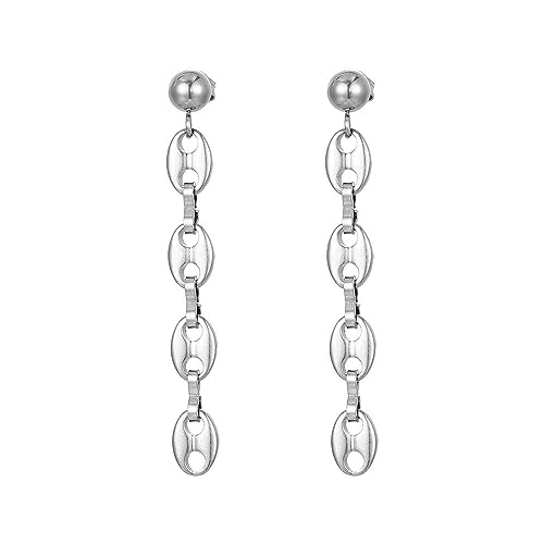 OAKKY Damen Edelstahl Zierliche Kaffeebohnen Ohrringe Minimalistisch baumelnder Ohrstecker Hip Hop Schmuck Silber OAKKY Damen Edelstahl Zierliche Kaffeebohnen Ohrringe Minimalistisch baumelnder Ohrstecker Hip Hop Schmuck Silber von OAKKY