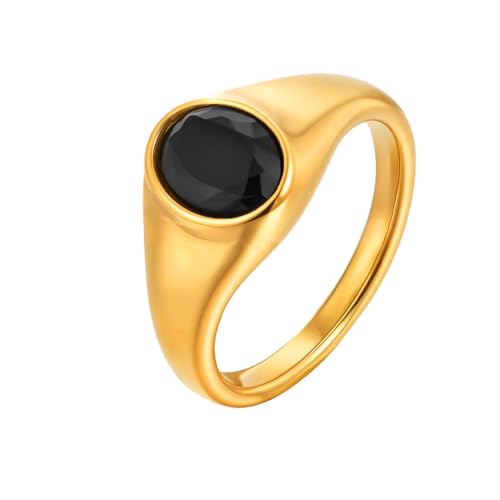 OAKKY Damen Einfach Klassisch Elegant Geometrisch Oval Schliff Kristall Stapelbar Ring Edelstahl Passendes Set Ehering Schwarz Größe 52 (16.6) von OAKKY