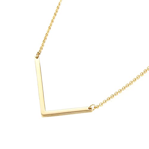 OAKKY Damen Groß Initiale Groß Briefe Halsketten Edelstahl Alphabet 26 from A-Z Script Name Monogram Anhänger Beste Freunde Gold L von OAKKY