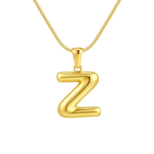 OAKKY Damen Herren Edelstahl Trendige 26 Initialen Alphabet Buchstaben Blasen Halskette Anhänger Runde Schlange Choker Ketten Z von OAKKY