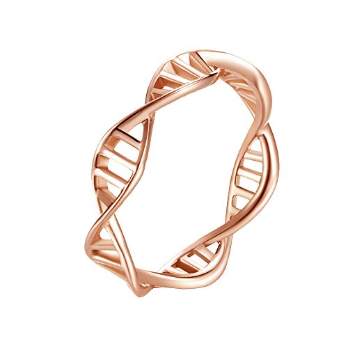 OAKKY Damen Kreativ Minimalismus DNA Molekül Twist Seil Doppelhelix Ring Edelstahl Desoxyribonukleinsäure Roségold Größe 52 (16.6) von OAKKY