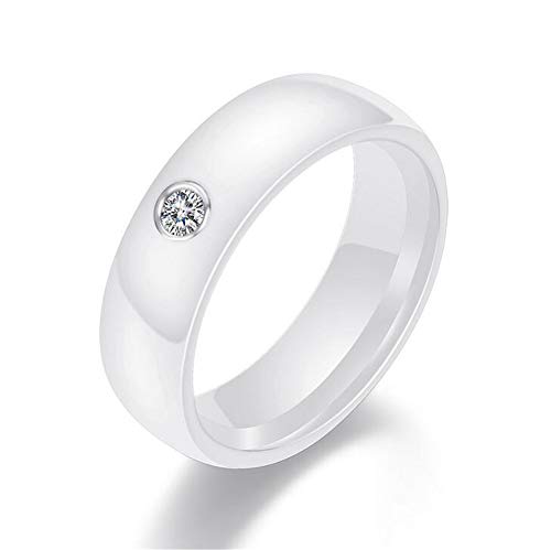 OAKKY Damen Kristall Engagement Hochzeit Band Ringe Keramik Weiß Größe 52 (16.6) von OAKKY