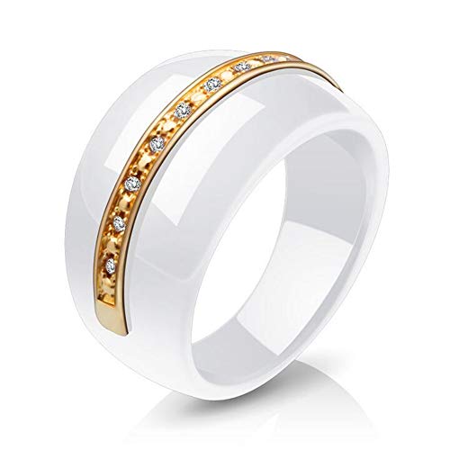 OAKKY Damen Zwei Farben Engagement Hochzeit Band Ringe Keramik Weiß Größe 54 (17.2) von OAKKY