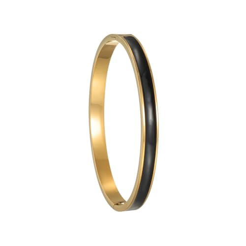 OAKKY Edelstahl Epoxidharz Temperament Schwarz Passend Trendig Retro Festival Hochzeit Geschenk Geburtstag Armband Unisex Gold von OAKKY