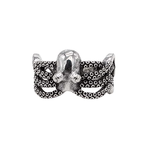 OAKKY Edelstahl Gotik Punk Oktopus Tentakel Seeungeheuer Hip Hop Ring für Männer Silber Größe 68 (21.6) von OAKKY