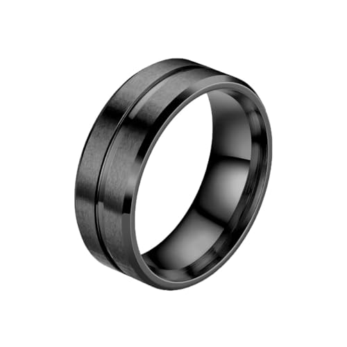 OAKKY Edelstahl Groove Trend Retro Domineering Exquisites Outfit mit Punk Style Ring Unisex Schwarz Größe 68(21.6) von OAKKY