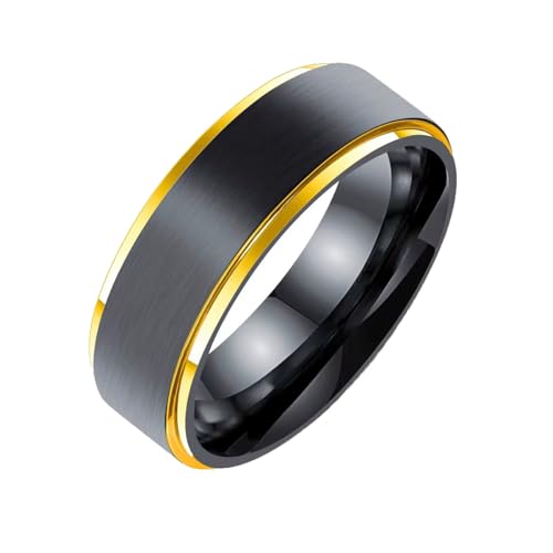 OAKKY Edelstahl Persönlichkeit Trend Exquisites Zweifarbiges Design Vintage Hip Hop Punk Stil Ring Unisex Schwarz Golden Größe 65(20.7) von OAKKY