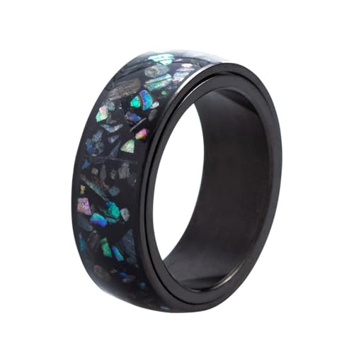 OAKKY Edelstahl Schwarz Rotierbar Eingel Dessiniert Bunte Persönlichkeit Trendy Exquisite Ring Unisex Größe 62(19.7) von OAKKY