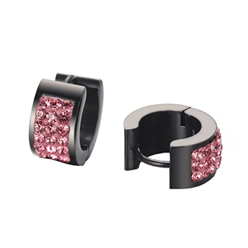 OAKKY Einzigartige Quadratische Cool Bunte Kristall Gefütterte Kleine Huggie Hoop C-Förmige Ohrringe für Männer Frauen Edelstahl Ohrstecker Piercings Rosa Schwarz OAKKY Einzigartige Quadratische Cool Bunte Kristall Gefütterte Kleine Huggie Hoop C-Förmige Ohrringe für Männer Frauen Edelstahl Ohrstecker Piercings Rosa Schwarz von OAKKY
