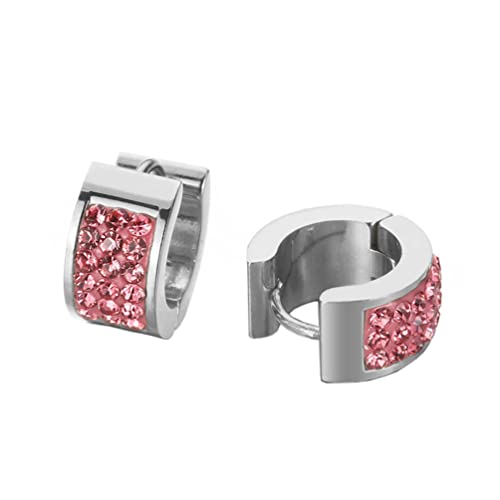 OAKKY Einzigartige Quadratische Cool Bunte Kristall Gefütterte Kleine Huggie Hoop C-Förmige Ohrringe für Männer Frauen Edelstahl Ohrstecker Piercings Rosa Silber OAKKY Einzigartige Quadratische Cool Bunte Kristall Gefütterte Kleine Huggie Hoop C-Förmige Ohrringe für Männer Frauen Edelstahl Ohrstecker Piercings Rosa Silber von OAKKY