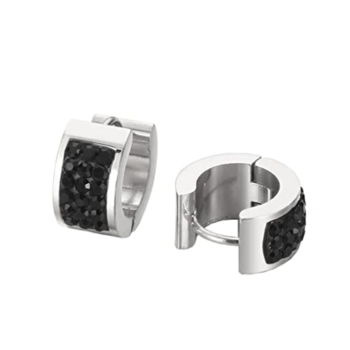 OAKKY Einzigartige Quadratische Cool Bunte Kristall Gefütterte Kleine Huggie Hoop C-Förmige Ohrringe für Männer Frauen Edelstahl Ohrstecker Piercings Schwarz Silber OAKKY Einzigartige Quadratische Cool Bunte Kristall Gefütterte Kleine Huggie Hoop C-Förmige Ohrringe für Männer Frauen Edelstahl Ohrstecker Piercings Schwarz Silber von OAKKY