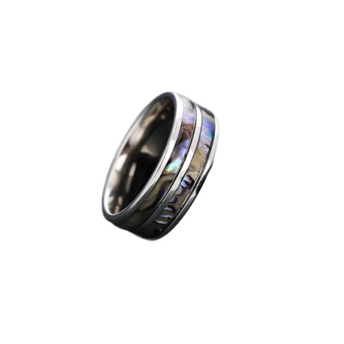 OAKKY Frauen Herren Edelstahl Persönlichkeit Einzigartiger Schale Einlage Statement Ring Schillernder Regenbogen Schmuck Größe 65 (20.7) von OAKKY