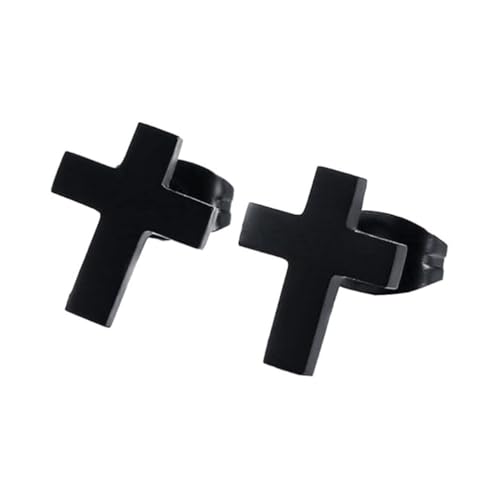 OAKKY Frauen Männer Einfach Minimalistisch Leicht Bequem Täglich Kreuz Ohrringe Edelstahl Schwarz von OAKKY