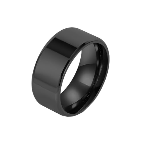 OAKKY Herren Damen Edelstahl Einfache Solide Doppelt Abgeschrägte Kante Bogen Glatt Poliert Paar Verlobungsring Charm Titan Schmuck 10MM Blau Größe 62 (19.7) von OAKKY